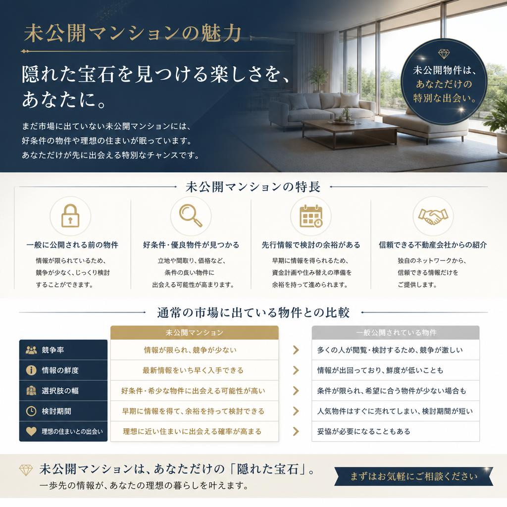 未公開物件の利点 ～市場に出ていない魅力を探る～
